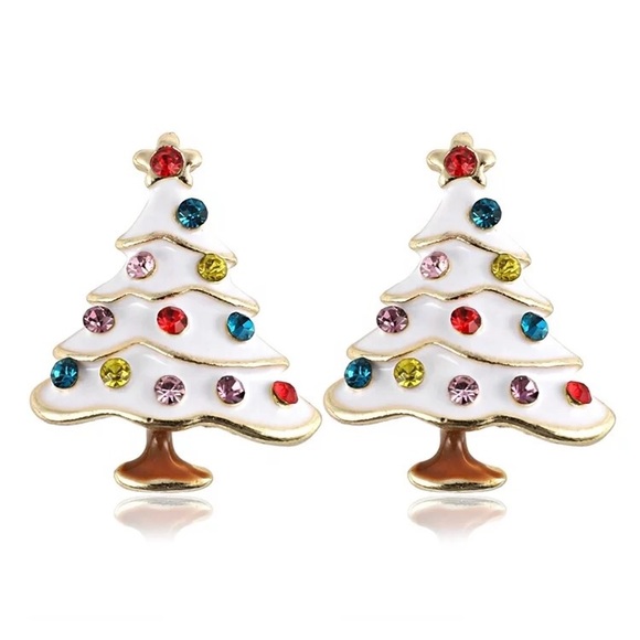 Beautiful Rhinestone Christmas Tree Stud Earrings - Picture 2 of 4